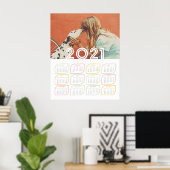 Personalised 2021 Calendar Poster | Modern Leaf ポスター (ホームオフィス)