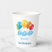 Personalised 2nd Birthday Soft Pink Boy's Name 紙コップ (正面)