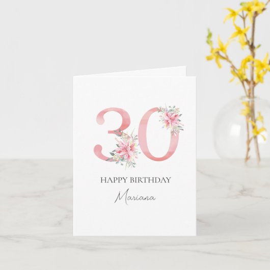 Personalised 30 years old card カード (黄色い花)