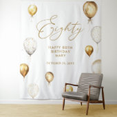 Personalised 80th Birthday Gold Balloon タペストリー (インサイチュ)