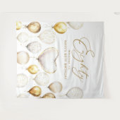 Personalised 80th Birthday Script Gold Balloon タペストリー (正面(横))