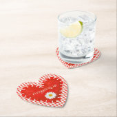 Personalised Applique Heart and Daisy on Gingham ペーパーコースター (インサイチュ)