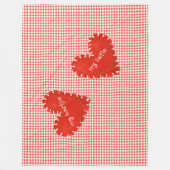Personalised Applique Hearts Gingham Daisies フリースブランケット (正面)