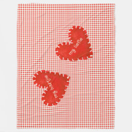 Personalised Applique Hearts Gingham Daisies フリースブランケット