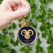 Personalised Aries Zodiac Keychain with Birth Date キーホルダー (手)