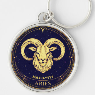 Personalised Aries Zodiac Keychain with Birth Date キーホルダー