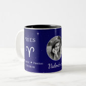 Personalised Aries Zodiac Symbol Traits Coffee Mug ツートーンマグカップ (正面左)