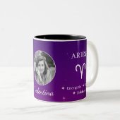 Personalised Aries Zodiac Symbol Traits Photo Mug ツートーンマグカップ (正面右)