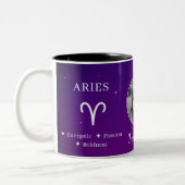Personalised Aries Zodiac Symbol Traits Photo Mug ツートーンマグカップ (左)