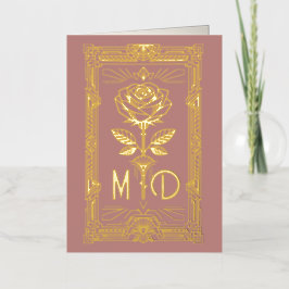 Personalised Art Deco Gold Foil Rose Card 箔グリーティングカード