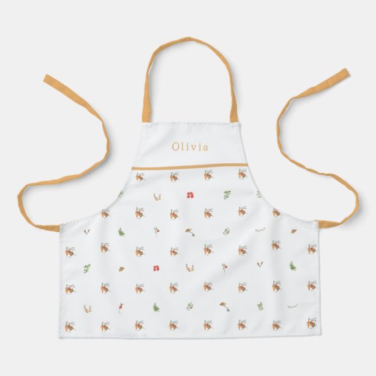 Personalised Autumnal Botanical Fall Pattern Apron エプロン (正面)