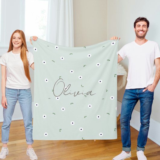 Personalised baby blanket, Floral baby gift フリースブランケット