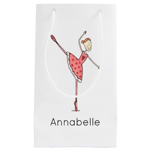 Personalised Ballerina Ballet Dancer スモールペーパーバッグ (正面)