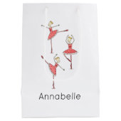 Personalised Ballerina Ballet Dancer ミディアムペーパーバッグ (裏面)