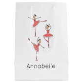 Personalised Ballerina Ballet Dancer ミディアムペーパーバッグ (裏面)