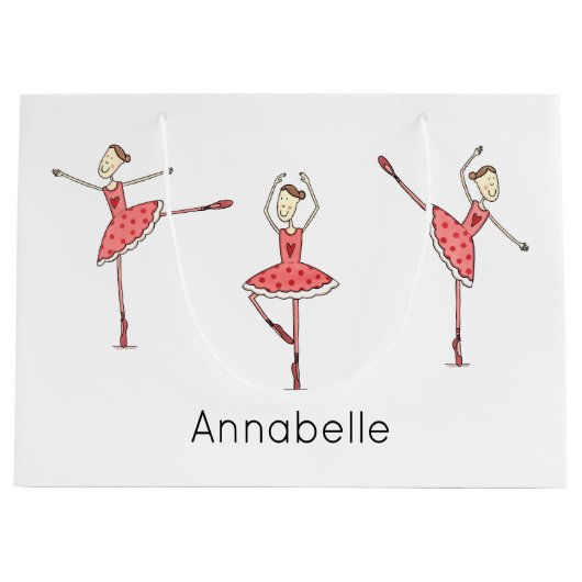Personalised Ballerina Ballet Dancer ラージペーパーバッグ (正面)