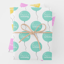 Personalised Balloon Party birthday christening  ラッピングペーパーシート