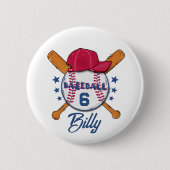 Personalised Baseball Name & Number Button | Custo 缶バッジ (正面)