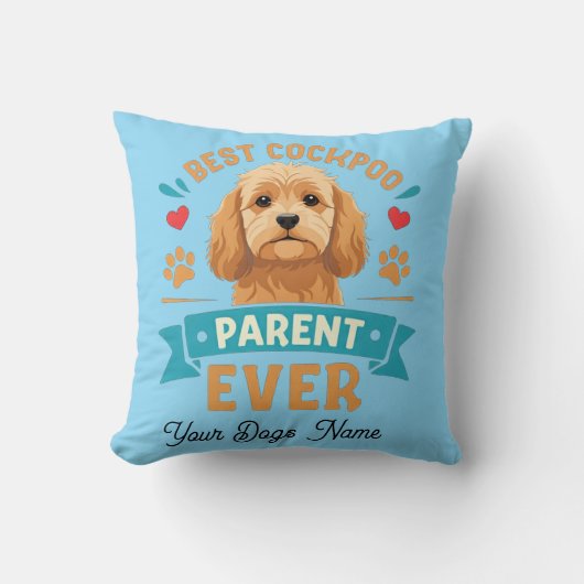 Personalised Best Cockapoo Parent Ever Throw クッション (正面)