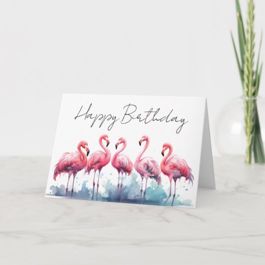 Personalised Birthday Card Flamingo カード (正面)