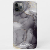 Personalised black and white marble name iPhoneケース (裏面)