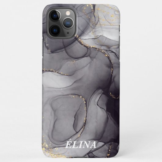 Personalised black and white marble name iPhoneケース (裏面)