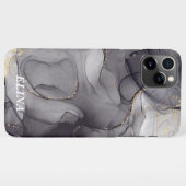 Personalised black and white marble name iPhoneケース (裏面横)