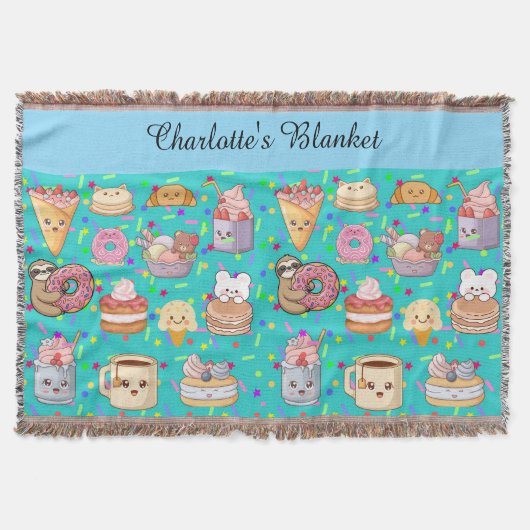 Personalised Blanket - Cute Kawaii  スローブランケット (正面)