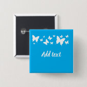 Personalised Blue and white butterfly badge favour 缶バッジ (正面&裏面)