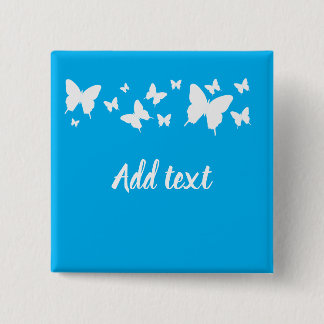 Personalised Blue and white butterfly badge favour 缶バッジ