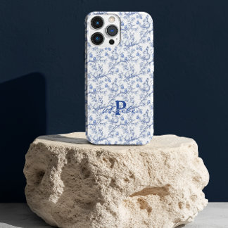 Personalised Blue Chinoiserie Bunny iPhone 15 Proケース