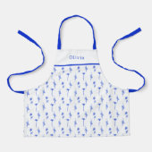 Personalised Blue Floral Pattern Apron. エプロン (正面)