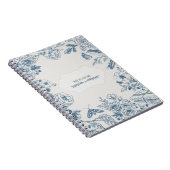 PERSONALISED Blue Line Vintage Flowers Notebook ノートブック (右側)