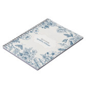PERSONALISED Blue Line Vintage Flowers Notebook ノートブック (左側)