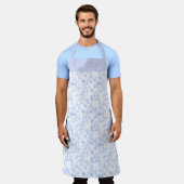 Personalised Blue Paint Strokes Pattern Apron エプロン (着用した状態)