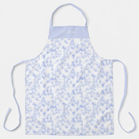 Personalised Blue Paint Strokes Pattern Apron エプロン (正面)