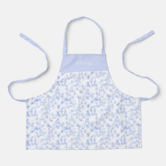 Personalised Blue Paint Strokes Pattern Apron エプロン (正面)