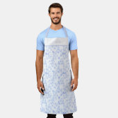 Personalised Blue Paint Strokes Pattern Apron エプロン (着用した状態)