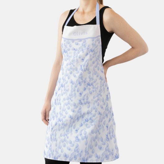 Personalised Blue Paint Strokes Pattern Apron エプロン (インサイチュ)
