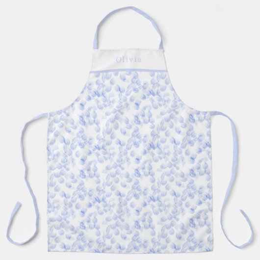 Personalised Blue Paint Strokes Pattern Apron エプロン (正面)