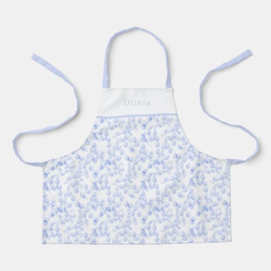 Personalised Blue Paint Strokes Pattern Apron エプロン (正面)