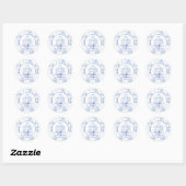 Personalised Blue Toile de Jouy Baby Shower Stick ラウンドシール (シート)