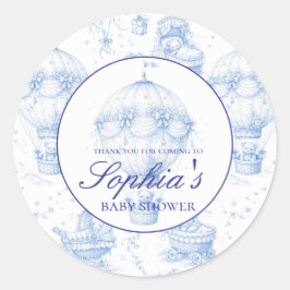 Personalised Blue Toile de Jouy Baby Shower Stick ラウンドシール