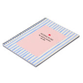 PERSONALISED Blue Watercolor Stripe Pattern ノートブック (左側)