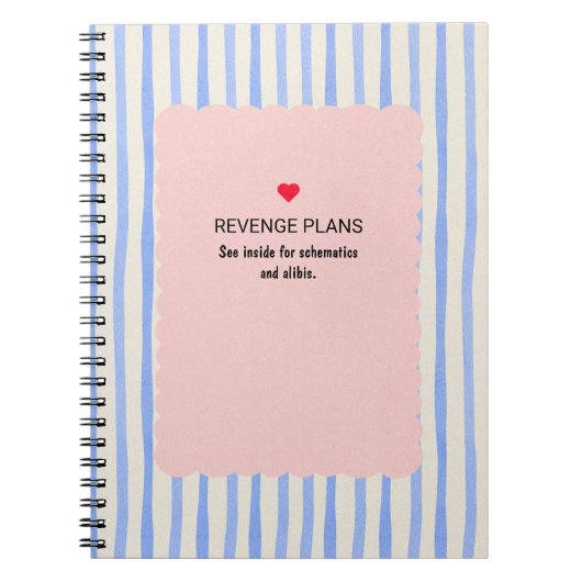 PERSONALISED Blue Watercolor Stripe Pattern ノートブック (正面)