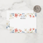 Personalised Blush Watercolour Floral Monogram ノートカード (正面/裏面インサイチュ)