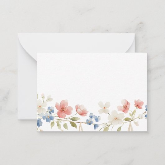 Personalised Blush Watercolour Floral Monogram ノートカード (裏面)