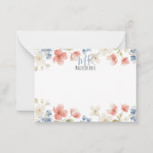 Personalised Blush Watercolour Floral Monogram ノートカード (正面)