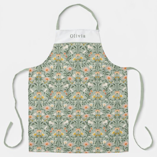 Personalised Botanical Flower Floral Pattern. エプロン (正面)