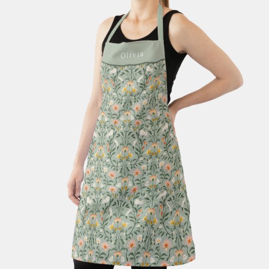 Personalised Botanical Flower Floral Pattern. エプロン (インサイチュ)